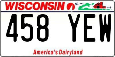 WI license plate 458YEW