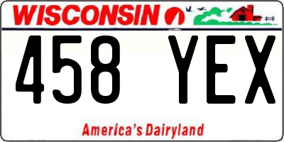 WI license plate 458YEX