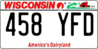 WI license plate 458YFD