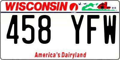 WI license plate 458YFW