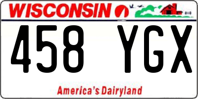 WI license plate 458YGX