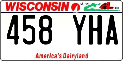 WI license plate 458YHA