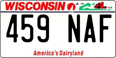 WI license plate 459NAF