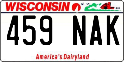 WI license plate 459NAK