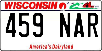 WI license plate 459NAR