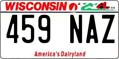 WI license plate 459NAZ