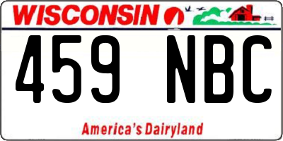 WI license plate 459NBC
