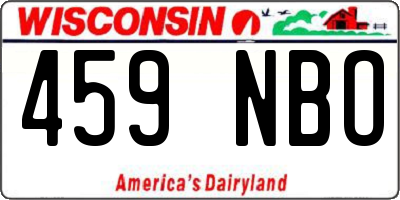 WI license plate 459NBO