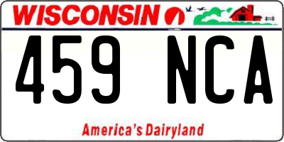 WI license plate 459NCA