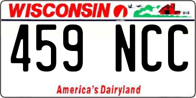 WI license plate 459NCC