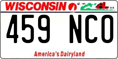 WI license plate 459NCO
