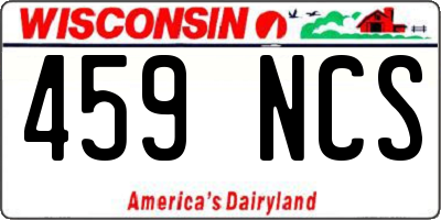 WI license plate 459NCS