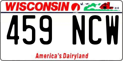 WI license plate 459NCW