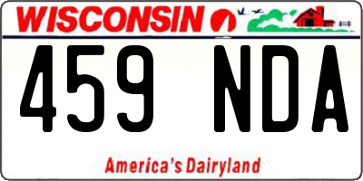WI license plate 459NDA