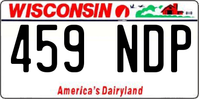 WI license plate 459NDP