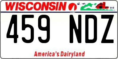 WI license plate 459NDZ