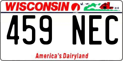 WI license plate 459NEC