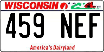 WI license plate 459NEF