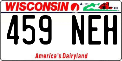 WI license plate 459NEH