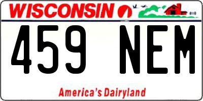 WI license plate 459NEM