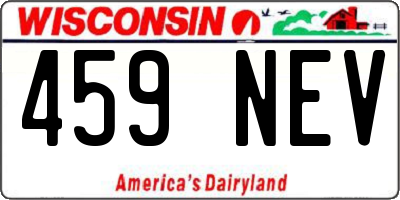 WI license plate 459NEV