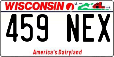 WI license plate 459NEX
