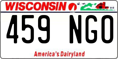 WI license plate 459NGO