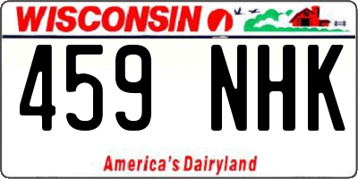 WI license plate 459NHK