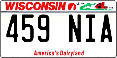 WI license plate 459NIA