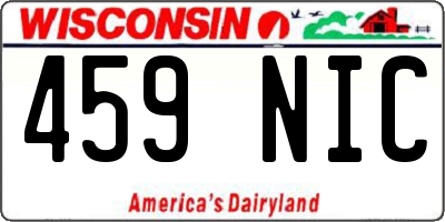 WI license plate 459NIC