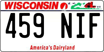 WI license plate 459NIF