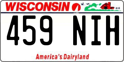 WI license plate 459NIH
