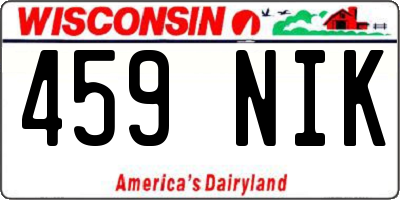 WI license plate 459NIK