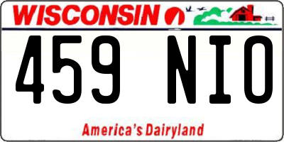 WI license plate 459NIO