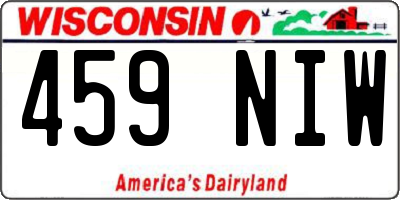 WI license plate 459NIW