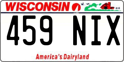 WI license plate 459NIX