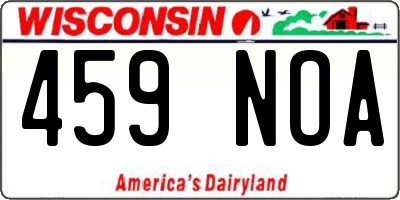 WI license plate 459NOA