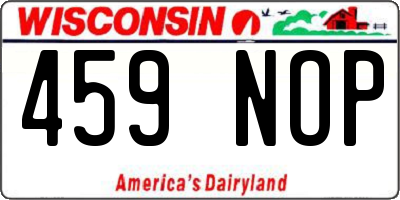 WI license plate 459NOP