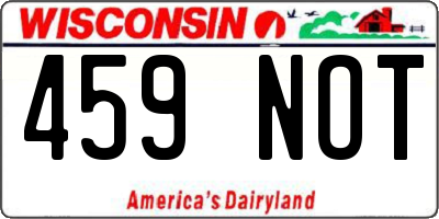 WI license plate 459NOT