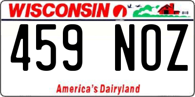 WI license plate 459NOZ