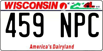 WI license plate 459NPC