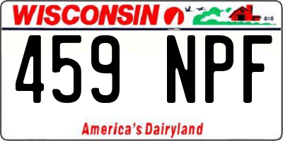 WI license plate 459NPF