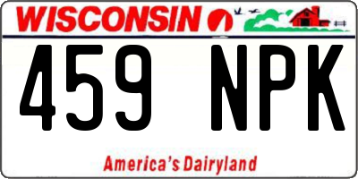WI license plate 459NPK