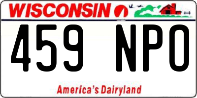 WI license plate 459NPO