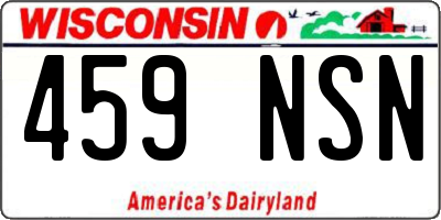 WI license plate 459NSN