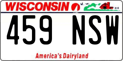 WI license plate 459NSW