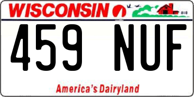 WI license plate 459NUF