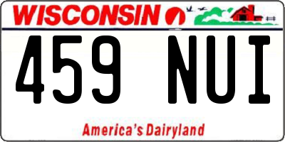 WI license plate 459NUI