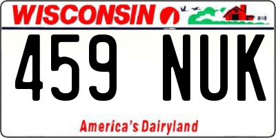 WI license plate 459NUK