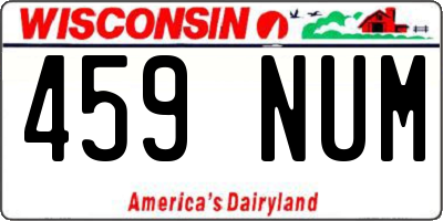 WI license plate 459NUM